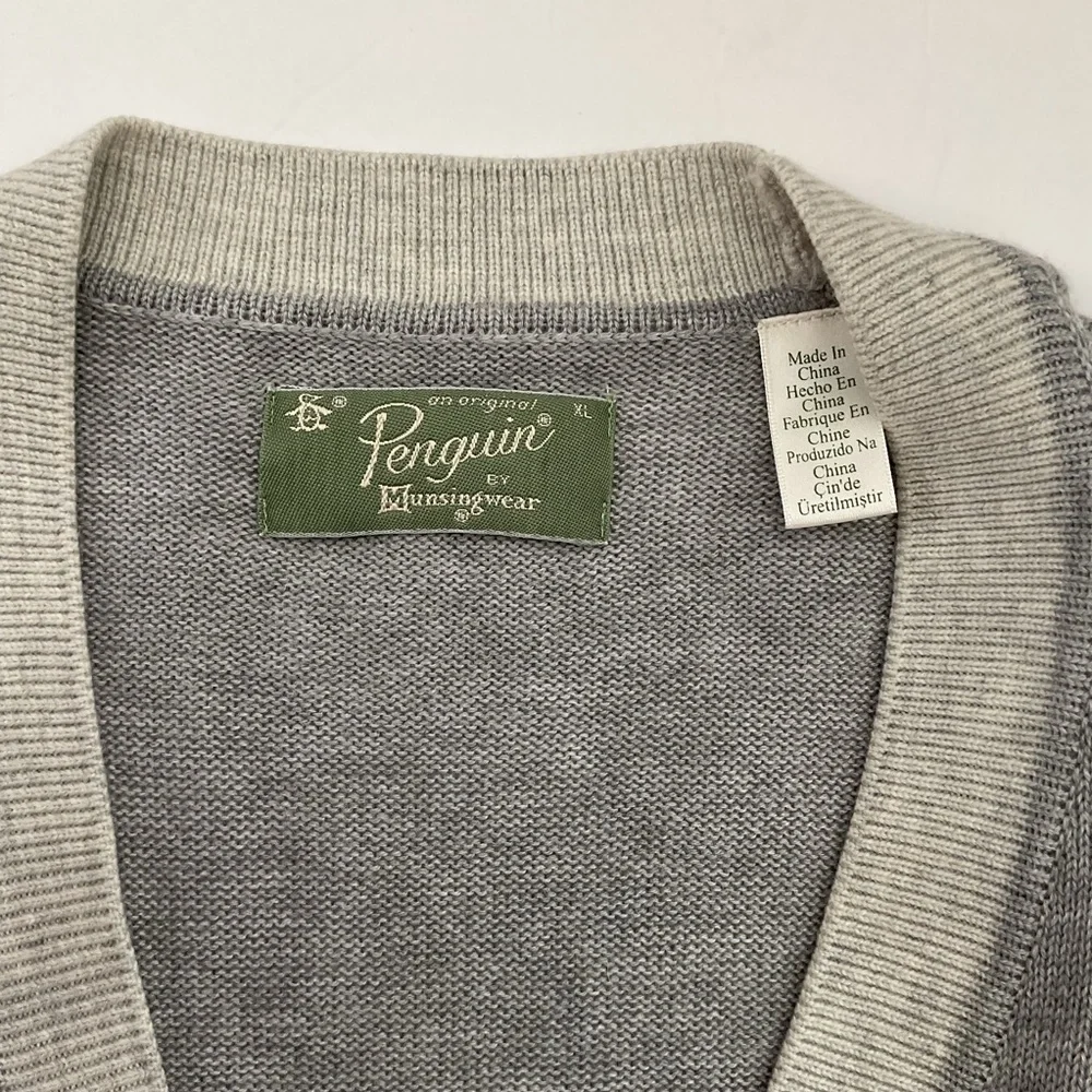 Original Penguin Cardigan Sweater Gray Size XL